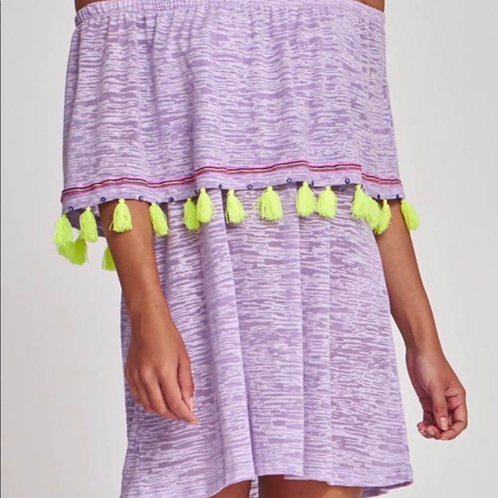 Put USA off the shoulder mini dress coverup